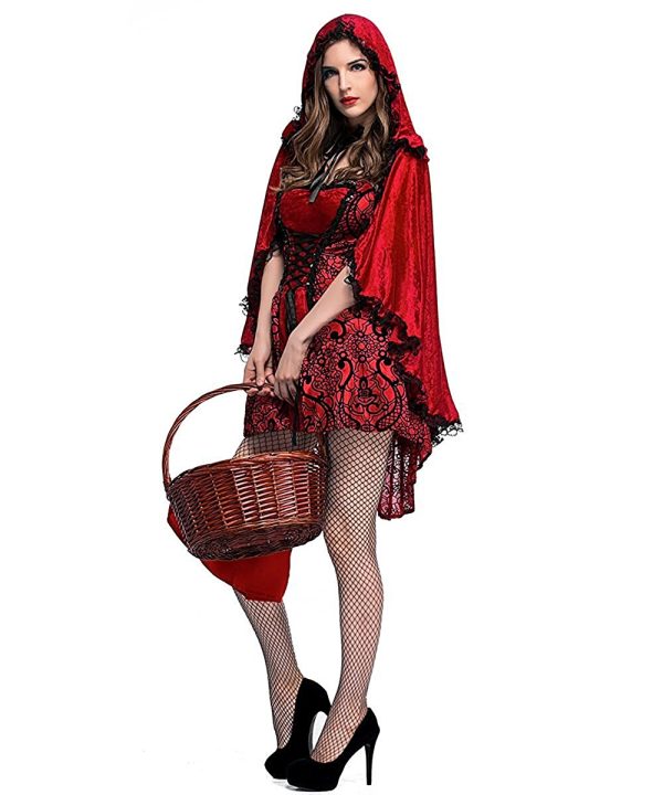 Fantasia Chapeuzinho Vermelho adulto Feminino Gótico Luxo Capa Chapeuzinho Vermelho adulto Feminino Gótico Luxo
