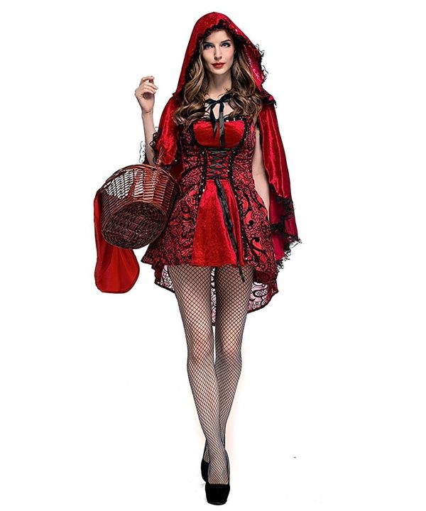 Fantasia Chapeuzinho Vermelho adulto Feminino Gótico Luxo Capa Chapeuzinho Vermelho adulto Feminino Gótico Luxo