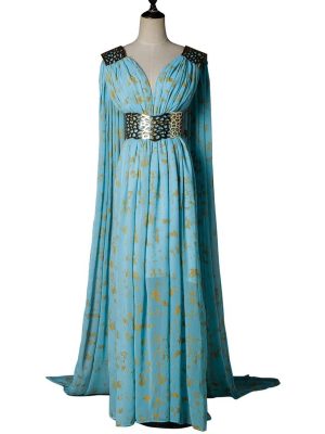 Fantasia Daenerys Targaryen Khaleesi Game of Thrones Adulto Vestido Azul Fantasia Daenerys Targaryen Khaleesi Game of Thrones Adulto Vestido Azul