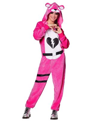 Fantasia Fortnite Urso Rosa Adulto Luxo Fantasia Fortnite Urso Rosa Adulto Luxo