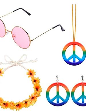 Fantasia Infantil Hippie Colar Óculos Brincos e Tiara Fantasia Infantil Hippie Colar Óculos Brincos e Tiara