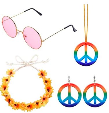 Fantasia Infantil Hippie Colar Óculos Brincos e Tiara Fantasia Infantil Hippie Colar Óculos Brincos e Tiara