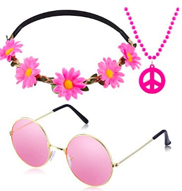 Fantasia Infantil Hippie Colar Óculos e Tiara Fantasia Infantil Hippie Colar Óculos e Tiara
