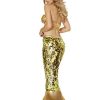 Fantasia Pequena Sereia Ariel Sexy Adulto Feminino Dourada