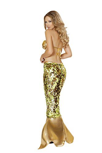 Fantasia Pequena Sereia Ariel Sexy Adulto Feminino Dourada