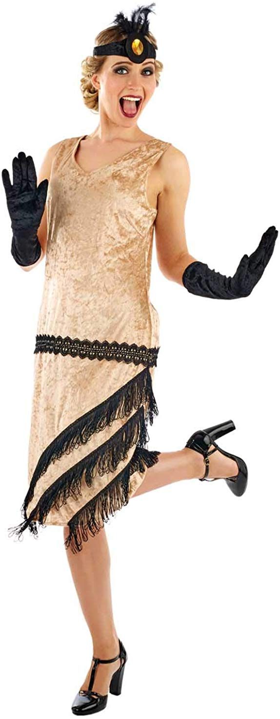 Fantasia Vestido de Franjas Anos 20 Adulto Luxo Bege Fantasia Vestido de Franjas Anos 20 Adulto Luxo Bege