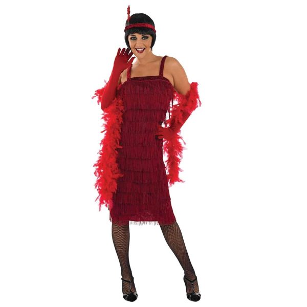 Fantasia Vestido de Franjas Anos 20 Adulto Luxo Vermelho Fantasia Vestido de Franjas Anos 20 Adulto Luxo Vermelho