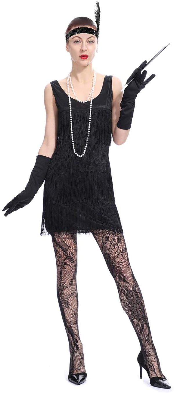 Fantasia Vestido de Franjas Anos 20 Luxo Adulto