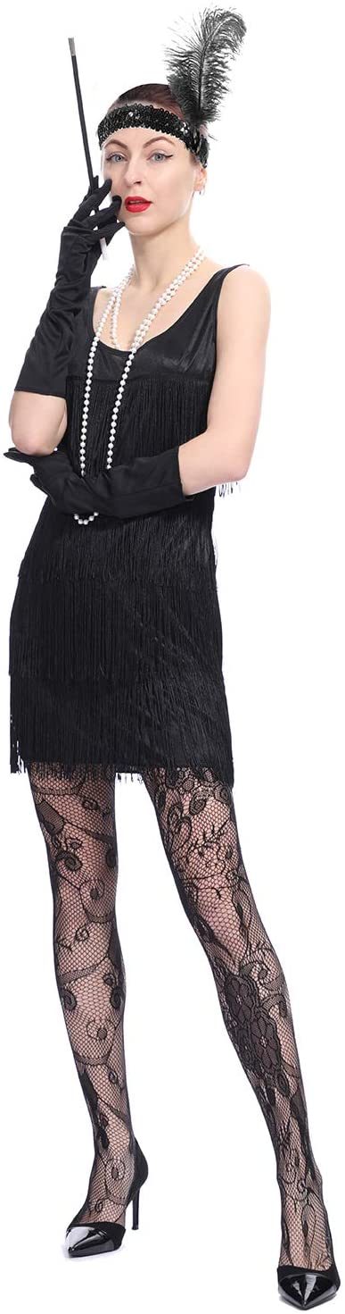 Fantasia Vestido de Franjas Anos 20 Luxo Adulto