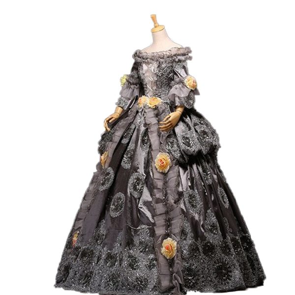 Fantasia Vestido Maria Antonieta Cinza Medieval Renacença Vitoriano Fantasia Vestido Maria Antonieta Cinza Medieval Renacença Vitoriano