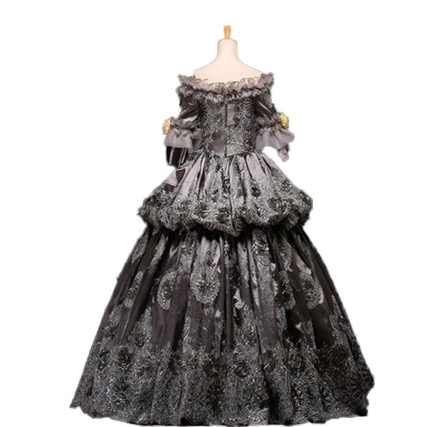 Fantasia Vestido Maria Antonieta Cinza Medieval Renacença Vitoriano Fantasia Vestido Maria Antonieta Cinza Medieval Renacença Vitoriano