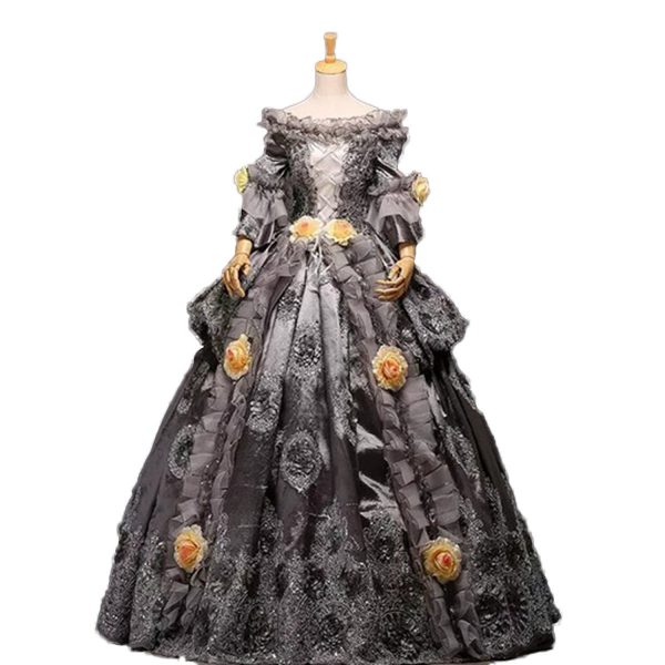 Fantasia Vestido Maria Antonieta Cinza Medieval Renacença Vitoriano Fantasia Vestido Maria Antonieta Cinza Medieval Renacença Vitoriano