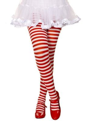 Meia Calça Adulto Listradas Vermelha e Branca Meia Calça Adulto Listradas Vermelha e Branca