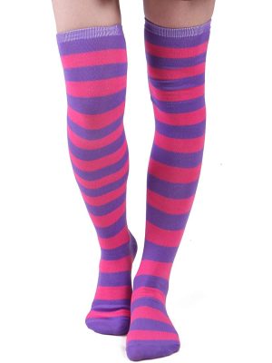 Meia Calça Listrada Lilás e Rosa Adulto Meia Calça Listrada Lilás e Rosa Adulto