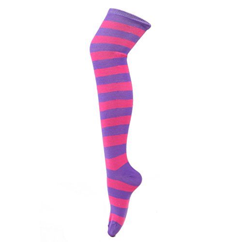 Meia Calça Listrada Lilás e Rosa Adulto Meia Calça Listrada Lilás e Rosa Adulto