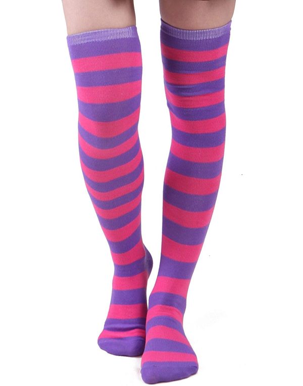 Meia Calça Listrada Lilás e Rosa Adulto Meia Calça Listrada Lilás e Rosa Adulto