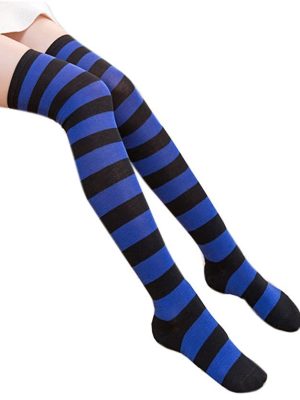 Meia Calça Listrada Preto e Azul Adulto Meia Calça Listrada Preto e Azul Adulto