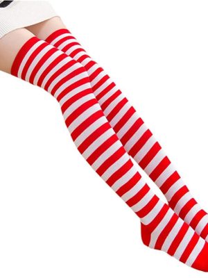 Meia Calça Listrada vermelho e Branco Adulto Meia Calça Listrada vermelho e Branco Adulto