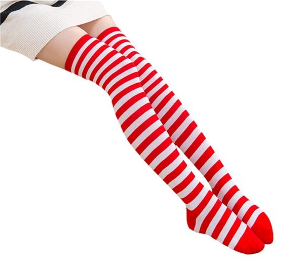 Meia Calça Listrada vermelho e Branco Adulto Meia Calça Listrada vermelho e Branco Adulto