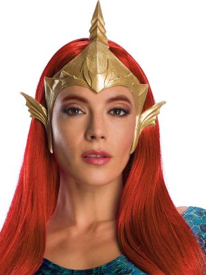 Peruca Mera Aquaman Adulto Vermelha Tiara Mera Aquaman Adulto