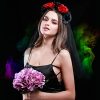 Tiara Flores Caveira Mexicana Adulto Luxo