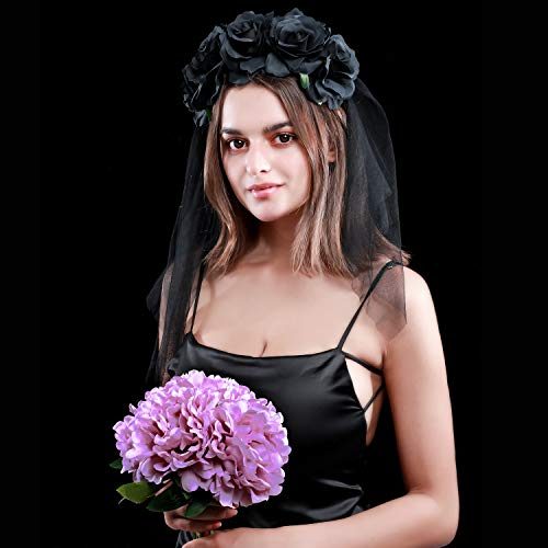 Tiara Flores Caveira Mexicana Adulto Luxo Preto Tiara Flores Caveira Mexicana Adulto Luxo Preto