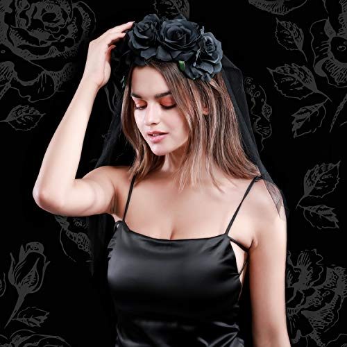 Tiara Flores Caveira Mexicana Adulto Luxo Preto Tiara Flores Caveira Mexicana Adulto Luxo Preto
