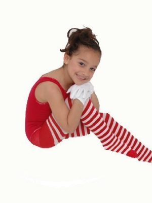 Meia Calça Infantil Listradas Vermelha Branca