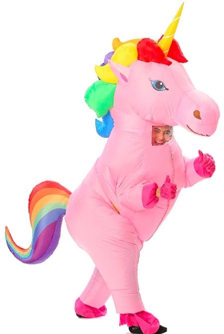 Fantasia Unicórnio Inflável Arco Iris Adulto Fantasia Unicórnio Inflável Arco Iris Adulto