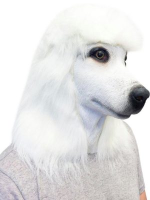 Máscara de Cachorro Poodle Branco Vinil Animal Luxo