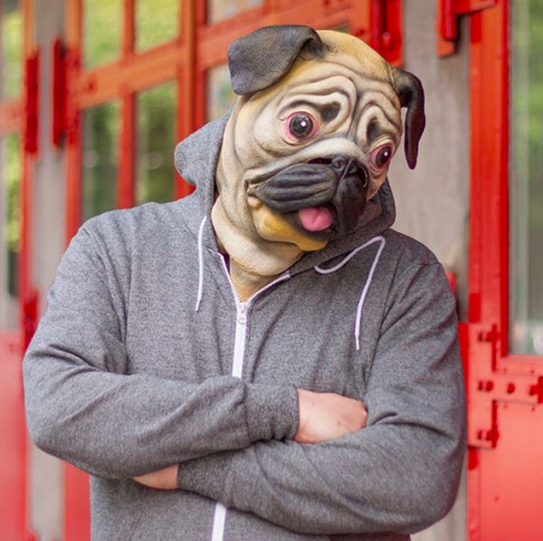 Máscara de Cachorro Pug Vinil Animal Luxo Máscara de Cachorro Pug Vinil Animal Luxo