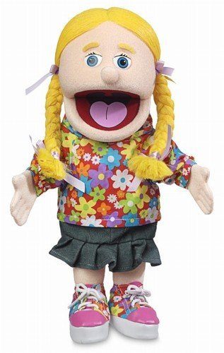 Boneco Fantoche Ventríloquo Menina Loira Luxo Boneco Fantoche Ventríloquo Menina Loira Luxo