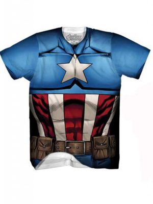 Camiseta Capitão América Adulto Atlética Camiseta Capitão América Adulto Atlética