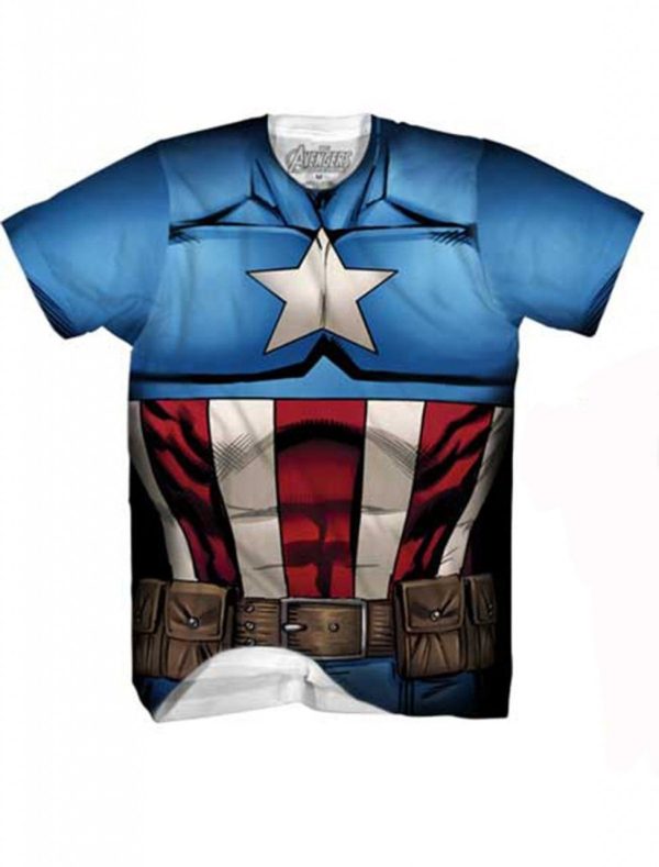 Camiseta Capitão América Adulto Atlética Camiseta Capitão América Adulto Atlética