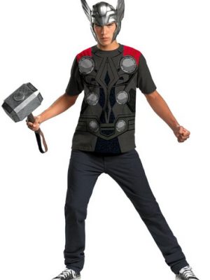 Camiseta e Capacete Adulto do Thor Luxo Camiseta e Capacete Adulto do Thor Luxo