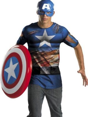 Camiseta e Máscara do Capitão América Os Vingadores Camiseta e Máscara do Capitão América Os Vingadores