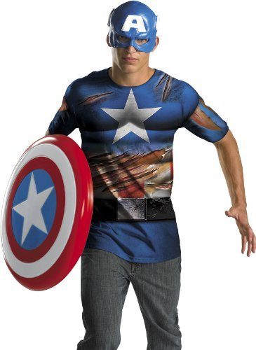 Camiseta e Máscara do Capitão América Os Vingadores Camiseta e Máscara do Capitão América Os Vingadores