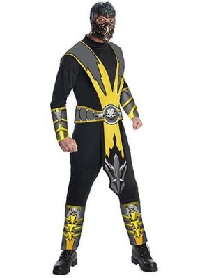 Fantasia Adulto Masculina Scorpion Mortal Kombat Clássica Amarela Fantasia Adulto Masculina Scorpion Mortal Kombat Clássica Amarela