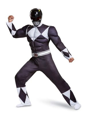 Fantasia Adulto Power Rangers Preto Luxo Novo Fantasia Adulto Power Rangers Preto Luxo Novo