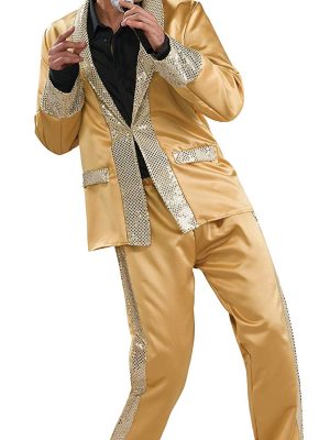 Fantasia Elvis Presley Dourada Adulto Luxo Fantasia Elvis Presley Dourada Adulto Luxo