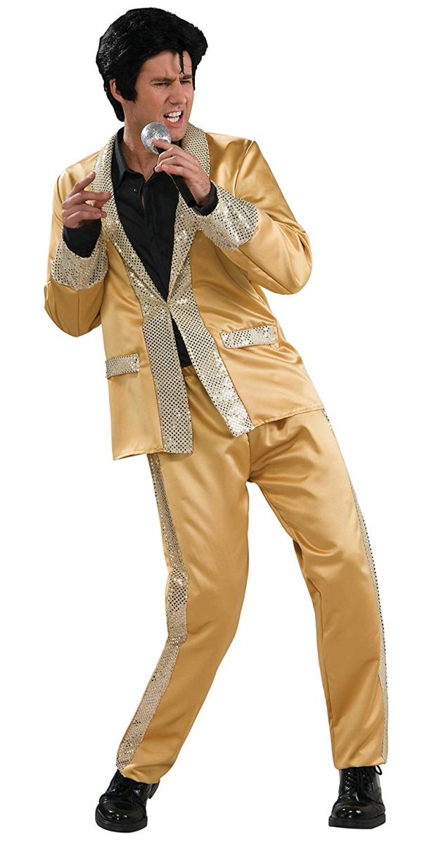 Fantasia Elvis Presley Dourada Adulto Luxo