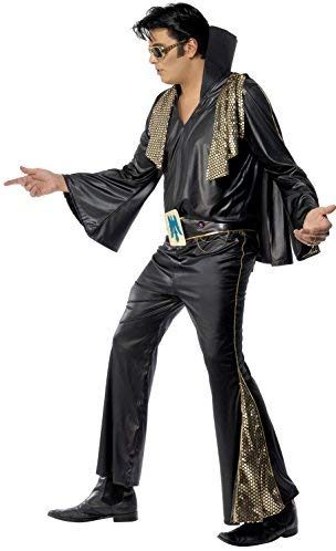 Fantasia Elvis Presley Preta Adulto Luxo