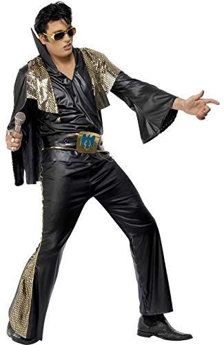 Fantasia Elvis Presley Preta Adulto Luxo