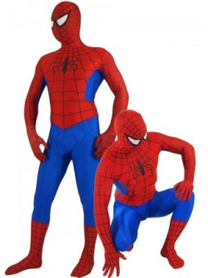 Fantasia Homem Aranha Adulto Spandex Vermelho e Azul 3 Fantasia Homem Aranha Adulto Spandex Vermelho e Azul 3