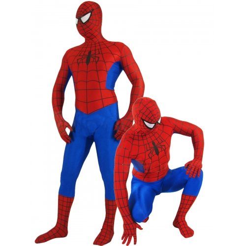 Fantasia Homem Aranha Adulto Spandex Vermelho e Azul 3 Fantasia Homem Aranha Adulto Spandex Vermelho e Azul 3