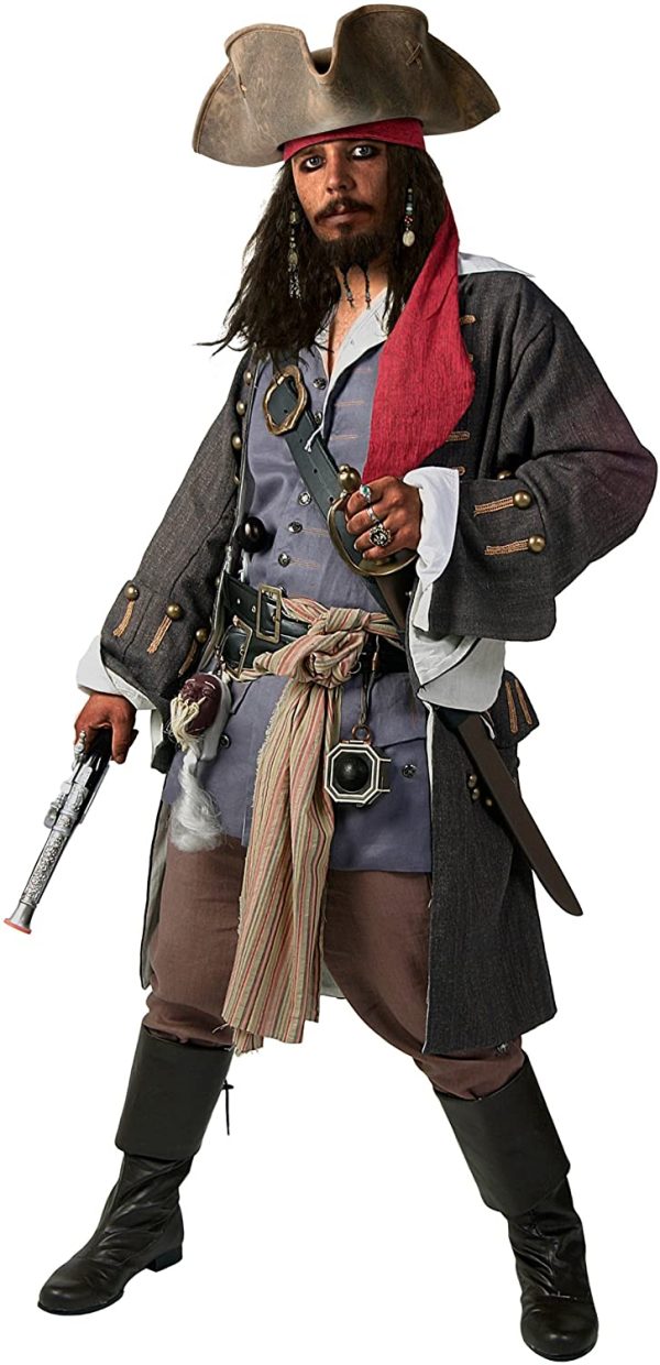 Fantasia Jack Sparrow Piratas do Caribe Realistico Luxo