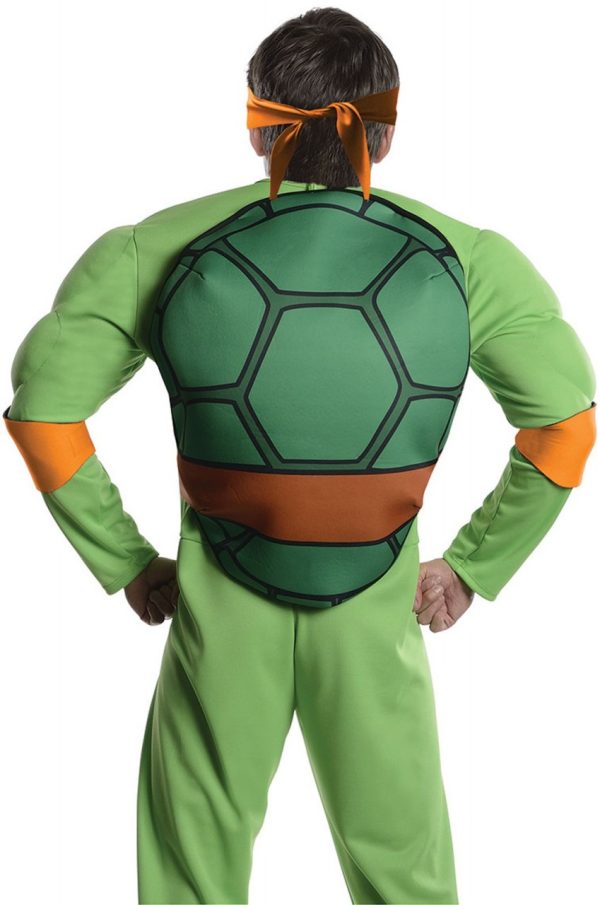 Fantasia Tartarugas Ninja Adulto Luxo Michelangelo com Músculos Fantasia Tartarugas Ninja Adulto Luxo Michelangelo com Músculos