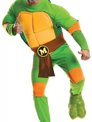 Fantasia Tartarugas Ninja Adulto Luxo Michelangelo com Músculos Fantasia Tartarugas Ninja Adulto Luxo Michelangelo com Músculos