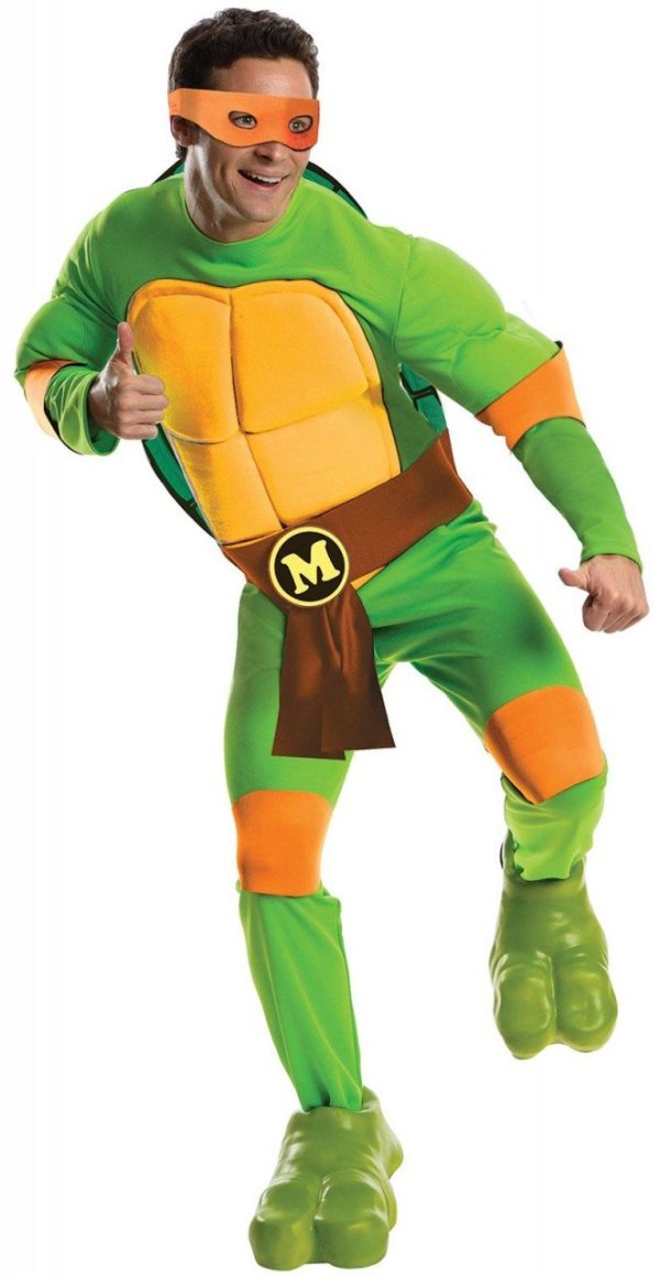 Fantasia Tartarugas Ninja Adulto Luxo Michelangelo com Músculos Fantasia Tartarugas Ninja Adulto Luxo Michelangelo com Músculos