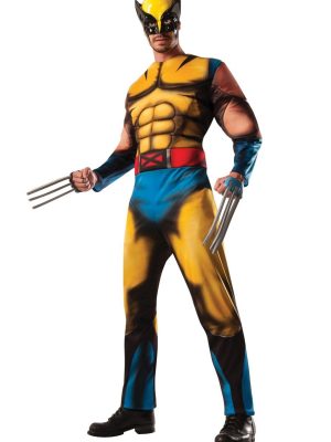 Fantasia X Men Wolverine Adulto Luxo com Músculo Fantasia X Men Wolverine Adulto Luxo com Músculo